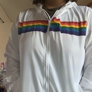 White rainbow windbreaker